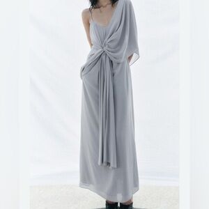 Zara 3Way Asymmetrical Ruched Maxi Gown- Georgette -from the UK *RARE*